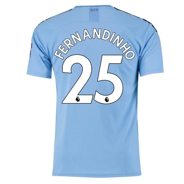 Camiseta Manchester City NO.25 Fernandinho 1ª Kit 2019 2020 Azul